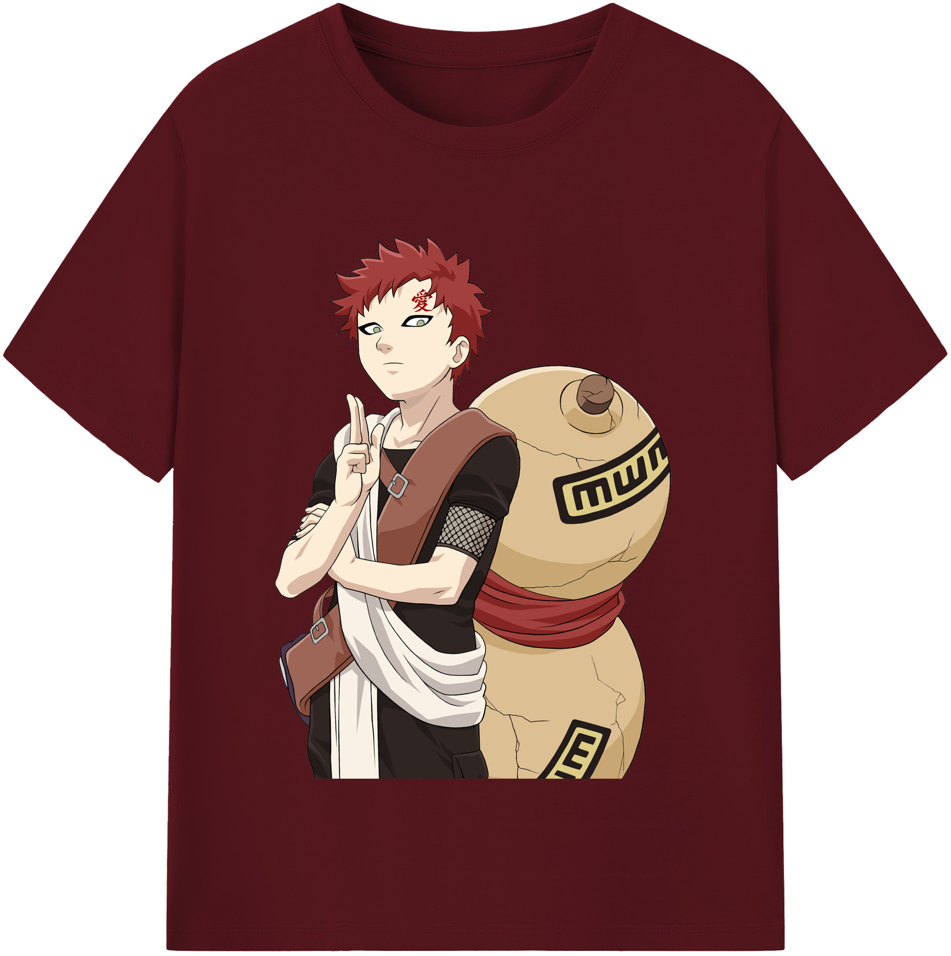 （画像用） NARUTO -ナルト- ガアラ Gaara 綿100％半袖Tシャツ（フロントプリント）
